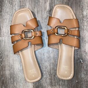 Time and Tru Women's Brown Slide Sandals